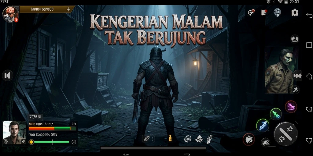 Screenshot gameplay menakutkan dari 77RT dalam suasana horor yang mencekam.