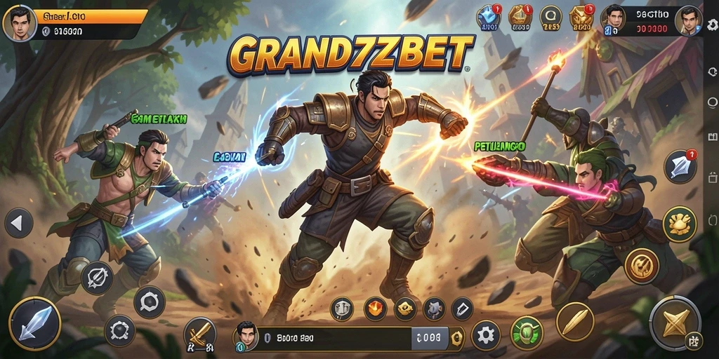 Tampilan aksi seru dalam GRAND77BET dengan pertarungan epik.