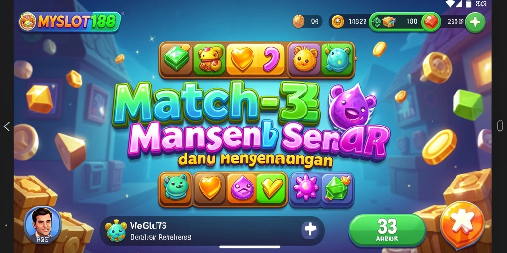 Tampilan permainan MYSLOT188 dengan aksi seru Match-3.